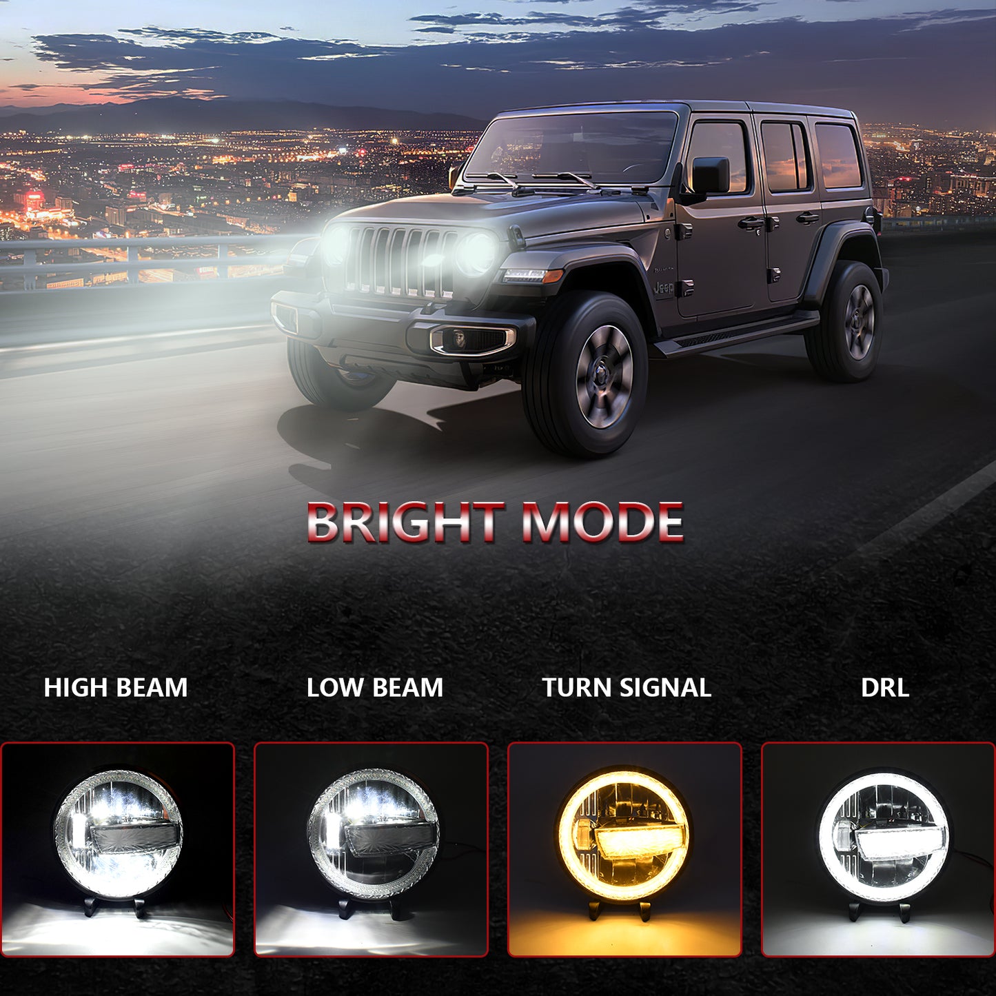 1000% Bright 7 inch LED Headlight H6024 [ DOT][Anti-glare][DRL Turn Signal][Hi/Low Sealed Beam] Compatible with Jeep Wrangler JK JKU TJ LJ Chevy Ford GMC Dodge Mazda Nissan Mack VW etc
