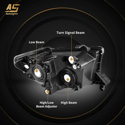 AS Headlights Assembly Compatible 2007 2008 2009 2010 2011 2012 2013 Toyota Tundra (W/o Headlight Leveling Models) /2008-2017 Toyota Sequoia Headlamp (12-14 Models Without Headlight Washer)