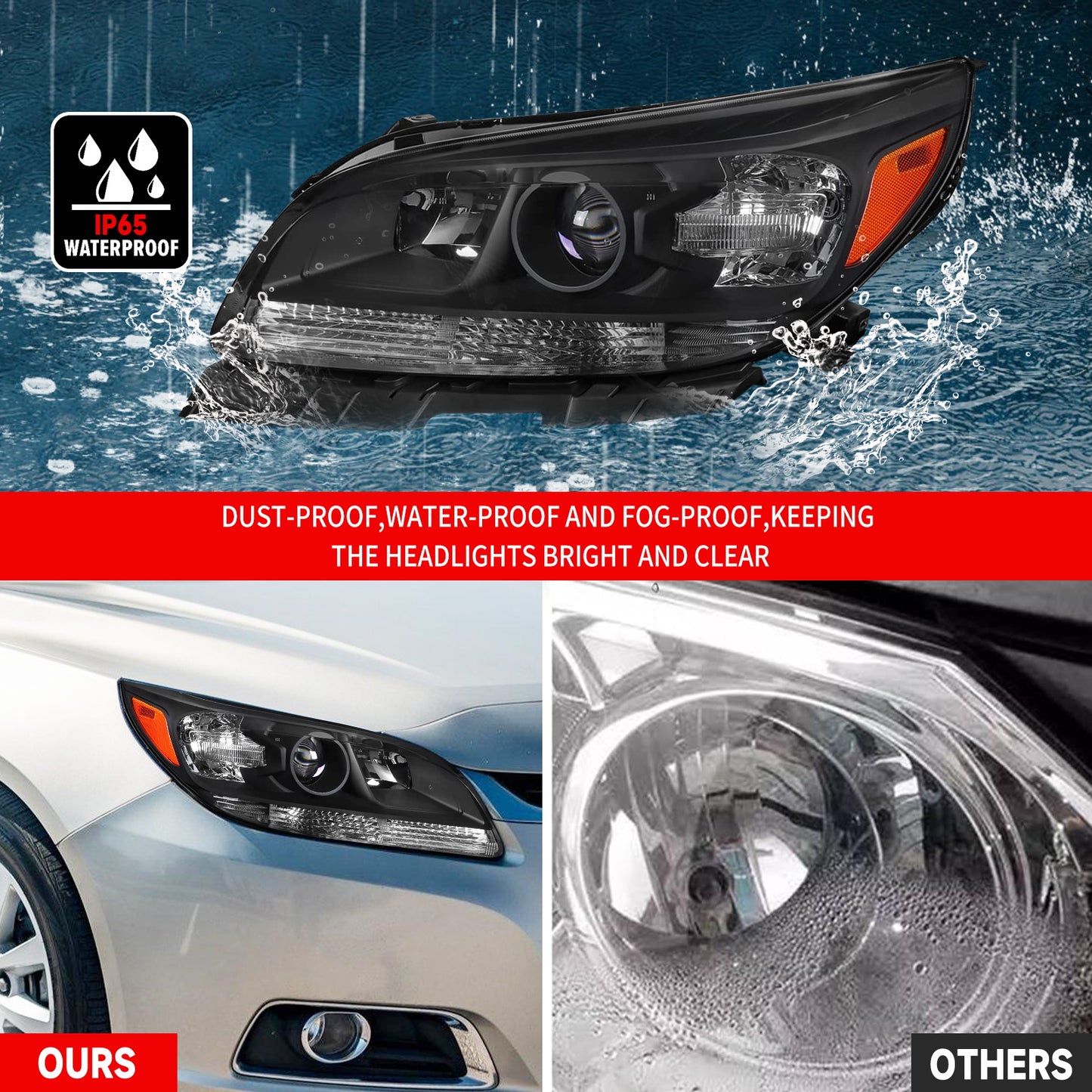 AS Headlight Assembly For 2013 2014 2015 Chevy Malibu Headlights Projector Headlamp Left+Right 13 14 15