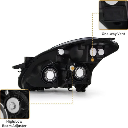 AS Headlight Compatible with 2010 2011 2012 Nissan Altima 4-Door Sedan Headlamp with Chrome Housing Amber Reflector Clear Lens Pair
