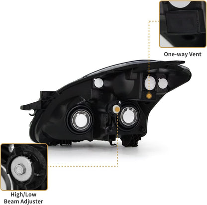 AS Headlight Compatible with 2010 2011 2012 Nissan Altima 4-Door Sedan Headlamp with Chrome Housing Amber Reflector Clear Lens Pair