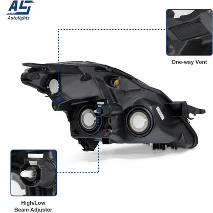 AS Headlight Assembly For 2007 2008 2009 Nissan Altima 4Dr Sedan Headlights With Amber Reflector Headlamp Replacement And Good Sealing,Automotive Headlight Assemblies With Chrome Housing