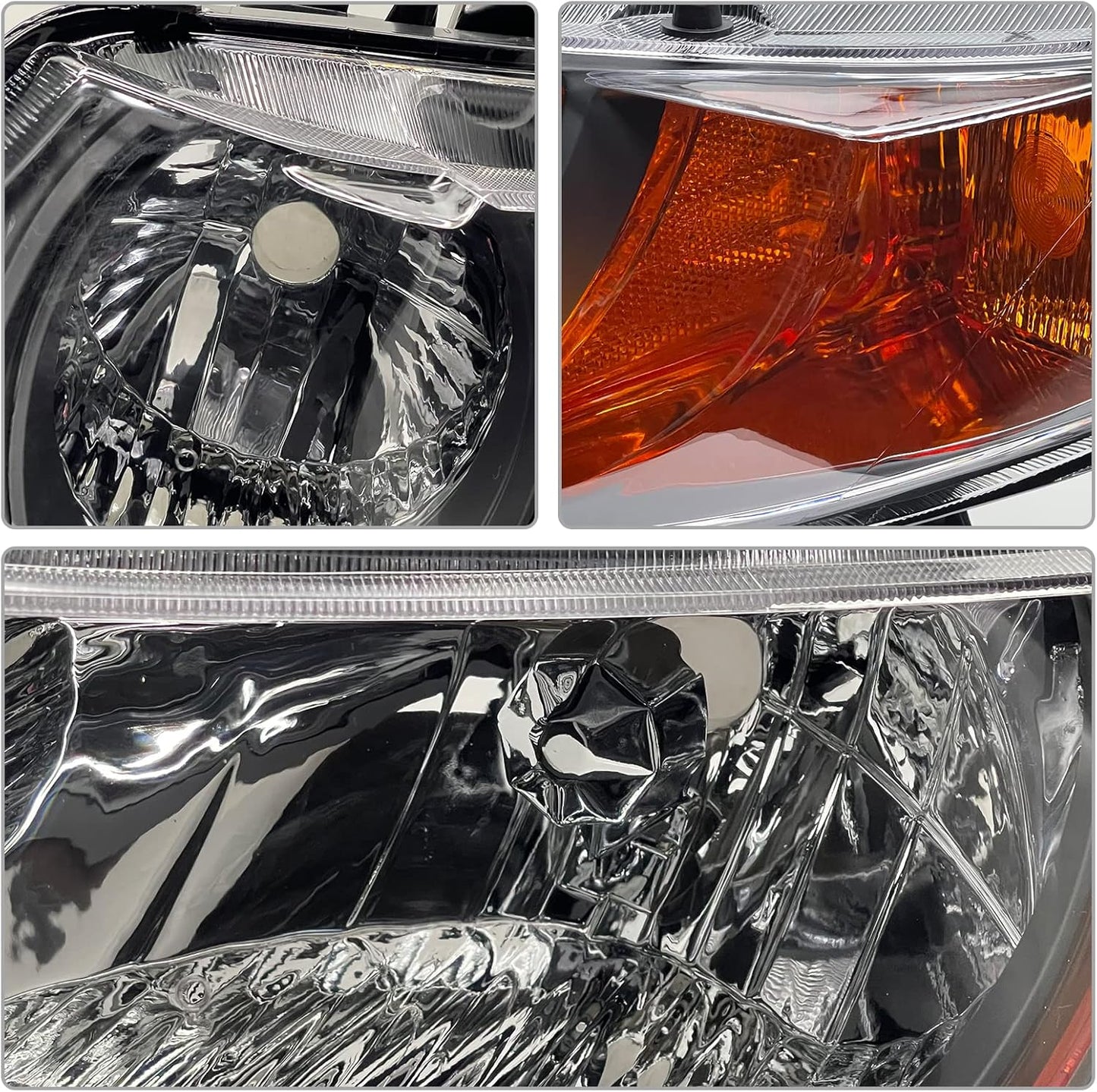 AS Headlight Assembly for 2006-2011 Honda Civic 2Door Coupe Headlights Front Lamps Direct Replacement with Black Housing Amber Reflector Clear Lens Driver and Passenger Side