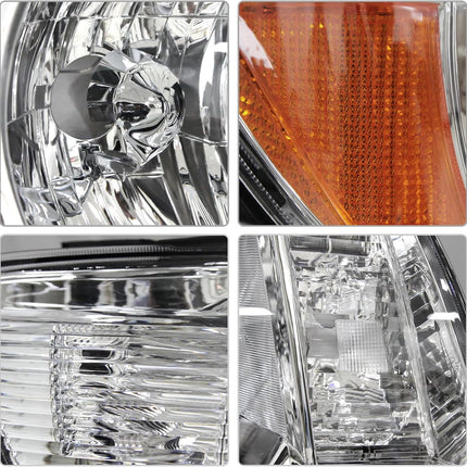AS For Headlights 2005 2006 2007 2008 2009 2010 2011 Toyota Tacoma Driver and Passenger Side Headlamp Assembly Replacement Chrome Housing Amber Reflector