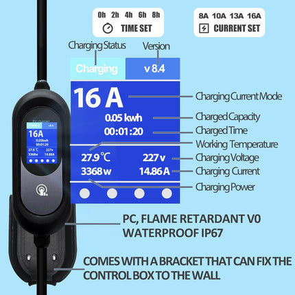 Level 1 Level 2 EV Charger for J1772 Electric Cars 16Amp 110V/240V