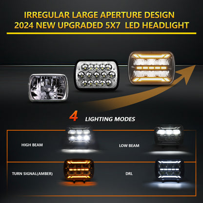 1000% Bright H6054 5x7 7x6 Led Headlights for Jeep Cherokee XJ Wrangler YJ [ DOT][Anti-glare][DRL Turn Signal][Hi/Low Sealed Beam] Ford Chevy GMC Toyota Nissan Dodge etc