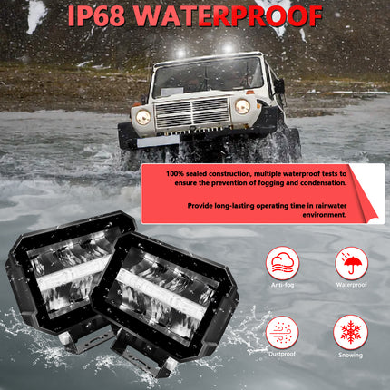 5 Inch 80W 9000LM White Spotlight with DRL, LED Reflector Super Bright Spotlight Off-Road Light Ditch Light for Truck SUV ATV UTV Jeep Wrangler Motorcycle, Pair