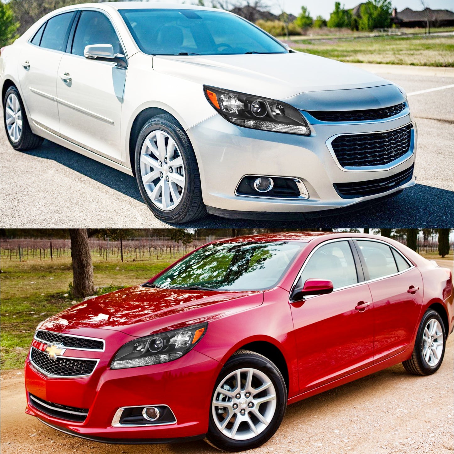 AS Headlight Assembly For 2013 2014 2015 Chevy Malibu Headlights Projector Headlamp Left+Right 13 14 15