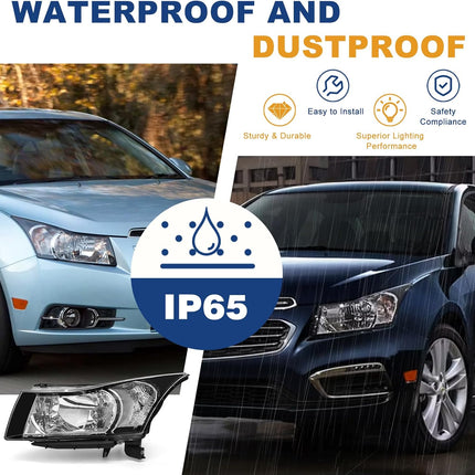 AS Headlight Assembly Compatible with 2011 2012 2013 2014 2015 Chevy Cruze LS/LT/LTZ 2016 Chevrolet Cruze Limited Matte Matte Black Housing Clear Reflector Headlamps