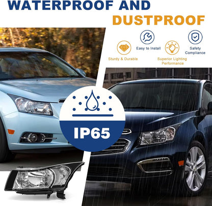 AS Headlight Assembly Compatible with 2011 2012 2013 2014 2015 Chevy Cruze LS/LT/LTZ 2016 Chevrolet Cruze Limited Matte Matte Black Housing Clear Reflector Headlamps