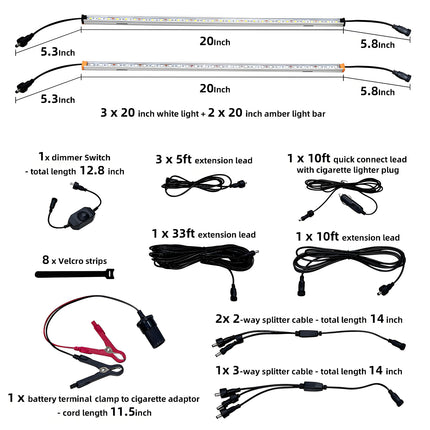 TopAutoGear 12V Dimmable LED Light Bars,  4 PCS White/Amber