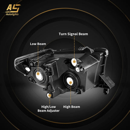 TopAutoGear Headlight Assembly for 2008-2017 Toyota Tundra Base / SR5 / Limited 4-Door, 2005-2007 Toyota Sequoia SR5