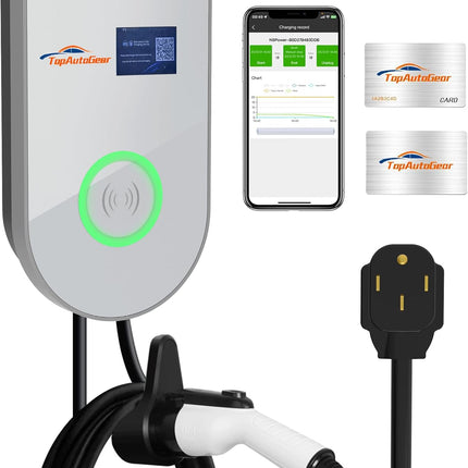 Level 2 EV Charging Station with App Wireless Monitoring 48A 25FT Cable