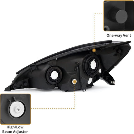 AS Headlight Assembly for 2004 2005 Toyota Sienna Headlights with Chrome Housing Amber Reflector Replacement Driver and Passenger Side