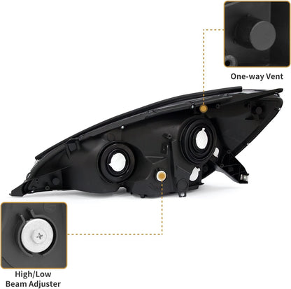 AS Headlight Assembly for 2004 2005 Toyota Sienna Headlights with Chrome Housing Amber Reflector Replacement Driver and Passenger Side