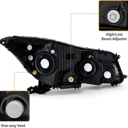AS Headlight Assembly for 2008 2009 2010 2011 2012 Accord 4dr Sedan Headlamps with Black Housing Clear Reflector Clear Lens Driver and Passenger Side
