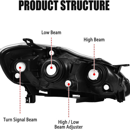 Headlight Assembly for 2003-2008 Toyota Corolla Pair