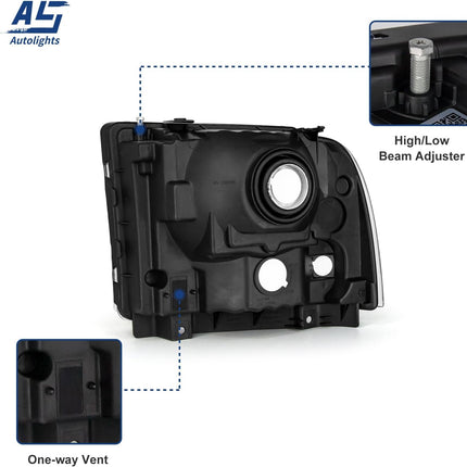 TopAutoGear Headlight Assembly Compatible with 2005-2007/05-07 Ford F250-F550