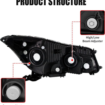 Headlight Assembly for 2008-2012 Honda Accord 4dr Sedan Pair