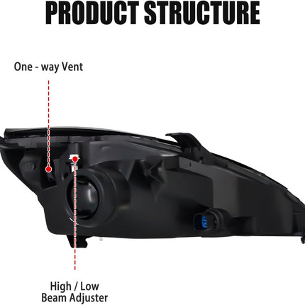 Headlight Assembly for 2000 2001 2002 2003 2004 Ford Focus Pair