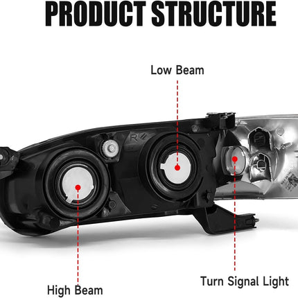 Headlight Assembly for 2001 2002 Toyota Corolla Pair
