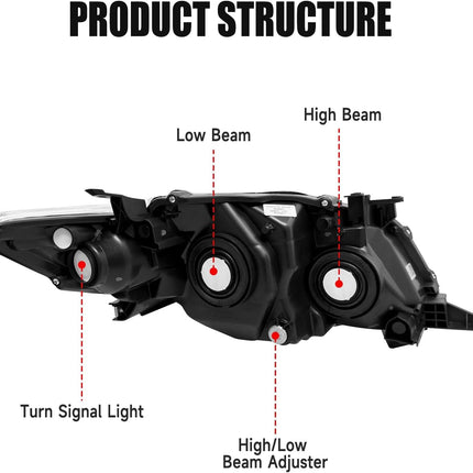 Headlight Assembly for 2009 2010 Toyota Corolla Pair