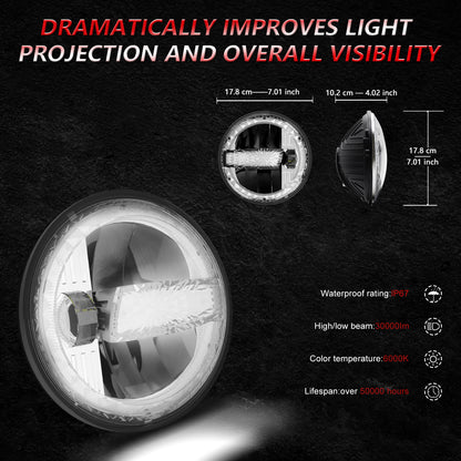 1000% Bright 7 inch LED Headlight H6024 [ DOT][Anti-glare][DRL Turn Signal][Hi/Low Sealed Beam] Compatible with Jeep Wrangler JK JKU TJ LJ Chevy Ford GMC Dodge Mazda Nissan Mack VW etc