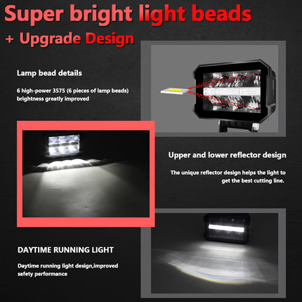 5 Inch 80W 9000LM White Spotlight with DRL, LED Reflector Super Bright Spotlight Off-Road Light Ditch Light for Truck SUV ATV UTV Jeep Wrangler Motorcycle, Pair