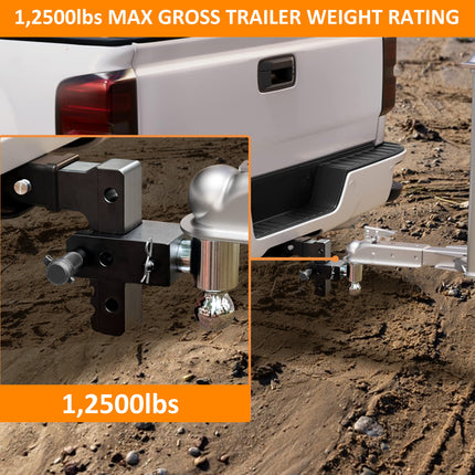 Adjustable Trailer Mount with 2" and 2-5/16" Ball, Fit 2 Inch Receiver, 6 Inch Drop/Rise Aluminum Hitch
