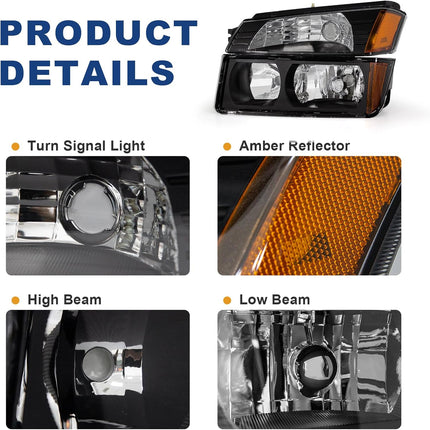 TopAutoGear Headlights for 2002-2006 Chevy Avalanche 1500 2500