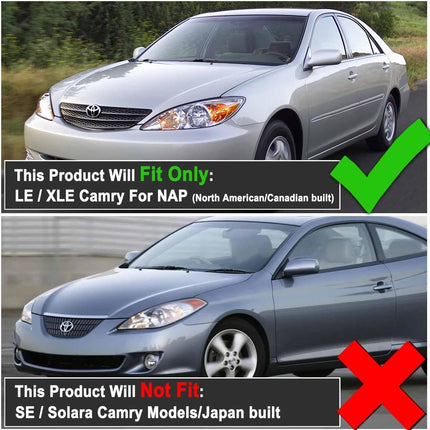 Headlight Assembly for 2002 2003 2004 Camry Black Pair