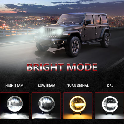TopAutoGear 1000% Bright 7 inch LED Headlight H6024 [ DOT][Anti-glare][DRL Turn Signal][Hi/Low Sealed Beam] Compatible with Jeep Wrangler JK JKU TJ LJ Chevy Ford GMC Dodge Mazda Nissan Mack VW etc