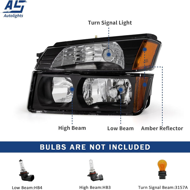 TopAutoGear Headlights for 2002-2006 Chevy Avalanche 1500 2500