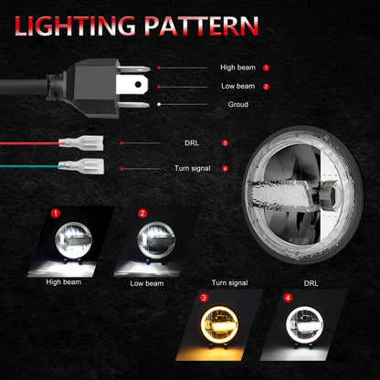 TopAutoGear 1000% Bright 7 inch LED Headlight H6024 [ DOT][Anti-glare][DRL Turn Signal][Hi/Low Sealed Beam] Compatible with Jeep Wrangler JK JKU TJ LJ Chevy Ford GMC Dodge Mazda Nissan Mack VW etc