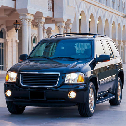 TopAutoGear Headlights for 2002-2009 GMC Envoy Clear Lens Chrome Housing Amber