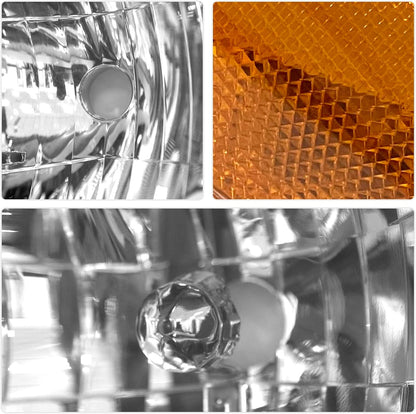 AS Headlight Assembly Compatible with 2000-2001 TOYOTA CAMRY Headlamp Chrome Housing Amber Reflector Clear Lens Driver and Passenger Side