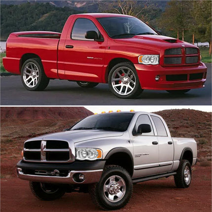 AS Headlights Assembly Compatible with 2002 2003 2004 2005 Dodge Ram 1500/03 04 05 Dodge Ram 2500/3500 Chrome Housing Amber Reflector Driver and Passenger Side Pair