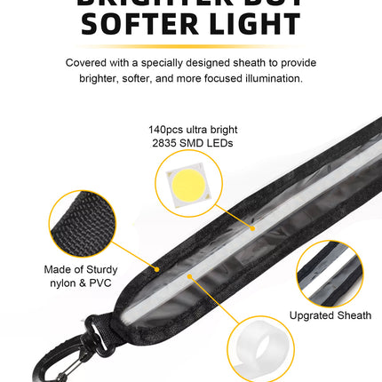 4FT 12V Led Light Strip Waterproof IP67, Dimmable Camping Awning Lights with 140 SMD 2835 LED Chips, Multi-Functional Use for RV, Car Tent, Camping, White/Warm White/Amber