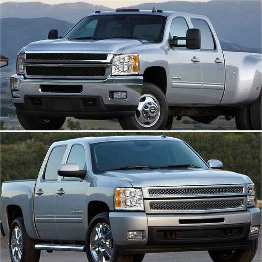 AS Headlight Assembly for 2007-2013 Chevy Silverado 1500/2007 2008 2009 2010 2011 2012 2013 2014 Chevy Silverado 2500HD 3500HD Chrome Housing Amber Reflector Replacement Pair