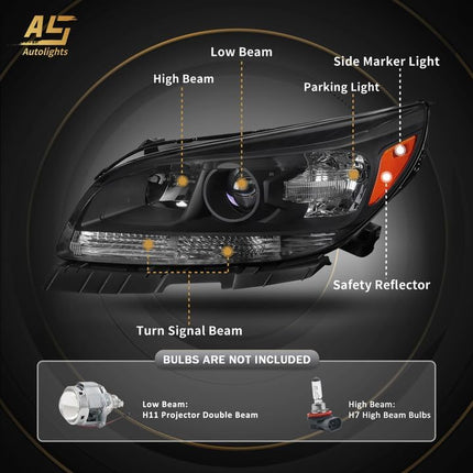 TopAutoGear Headlight Assembly For 2013-2015 Chevrolet Malibu / 2016 Chevrolet Malibu