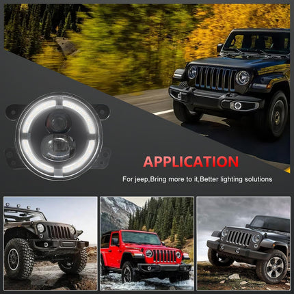 TopAutoGear 4-Inch LED Fog Lights 60W High-Intensity Off-Road Fog Lamp for Driving [ DOT] Compatible with 2007-2018 Jeep Wrangler Unlimited JK