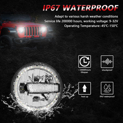 TopAutoGear 1000% Bright 7 inch LED Headlight H6024 [ DOT][Anti-glare][DRL Turn Signal][Hi/Low Sealed Beam] Compatible with Jeep Wrangler JK JKU TJ LJ Chevy Ford GMC Dodge Mazda Nissan Mack VW etc