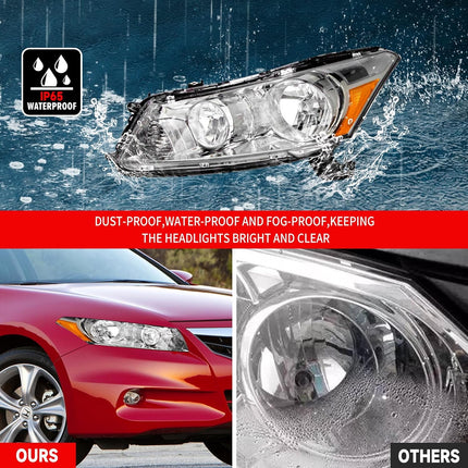 Headlight Assembly for 2008-2012 Honda Accord 4dr Sedan Pair