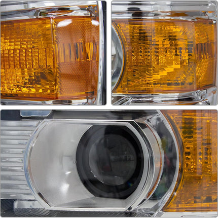 AS Headlight Assembly for 2014-2018 GMC Sierra 1500HD/ 2015-2019 GMC Sierra 2500HD/ 3500HD Base/Denali/SLE/SLT Headlights Without LED Daytime Running lights with Chrome Housing Amber Reflector