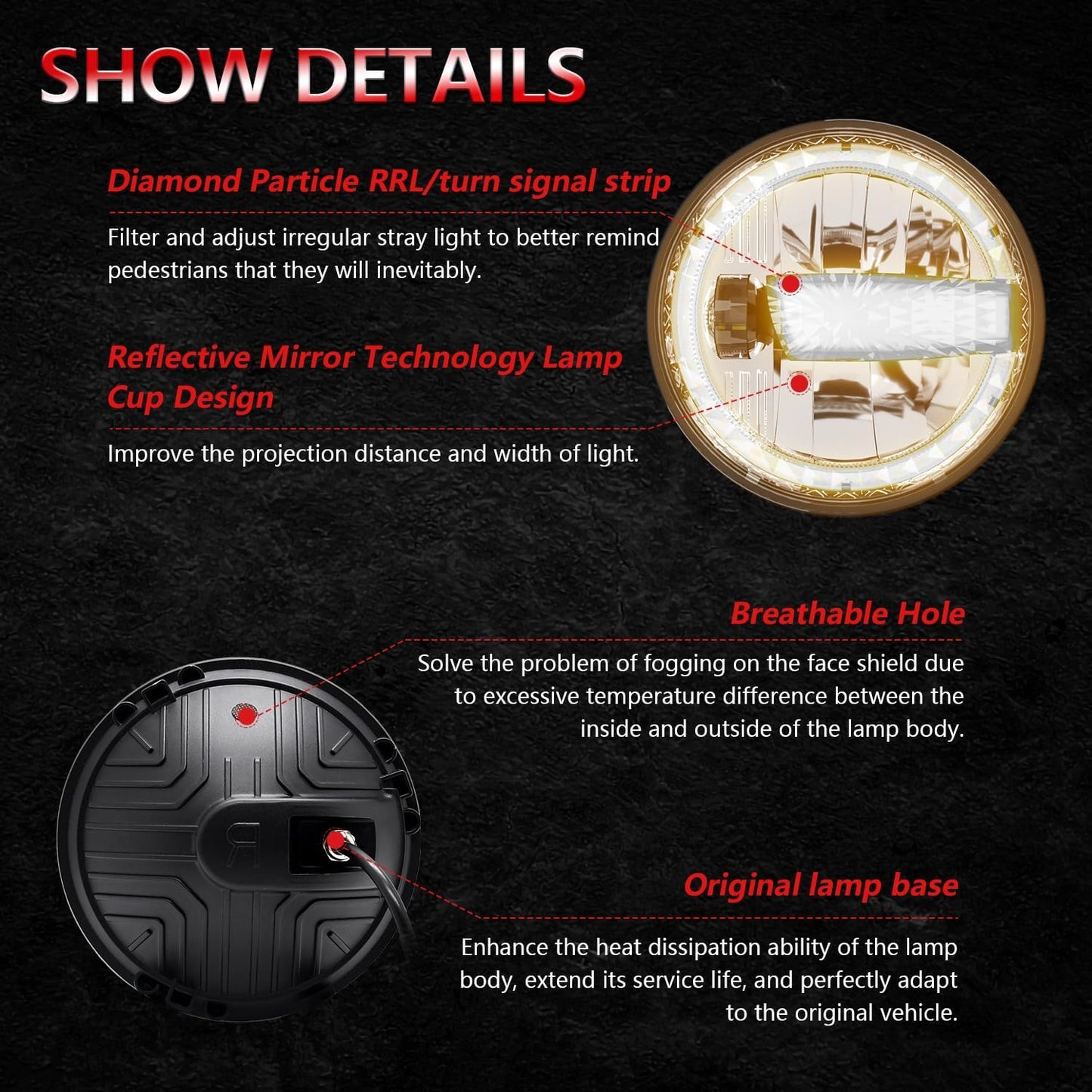 TopAutoGear 1000% Bright 7 inch LED Headlight H6024 [ DOT][Anti-glare][DRL Turn Signal][Hi/Low Sealed Beam] Compatible with Jeep Wrangler JK JKU TJ LJ Chevy Ford GMC Dodge Mazda Nissan Mack VW etc