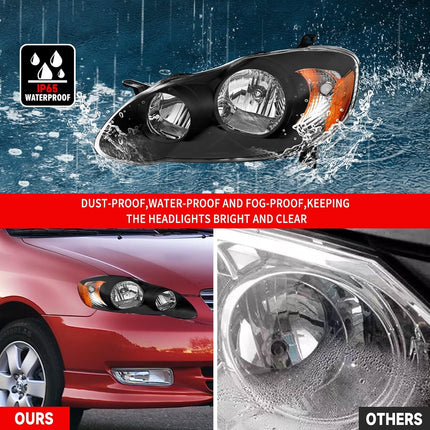 Headlight Assembly for 2003-2008 Toyota Corolla Pair