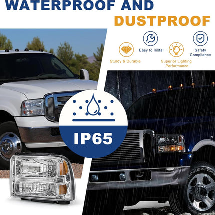 TopAutoGear Headlight Assembly Compatible with 2005-2007/05-07 Ford F250-F550