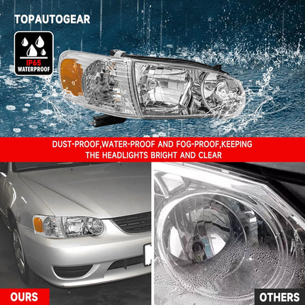 Headlight Assembly for 2001 2002 Toyota Corolla Pair