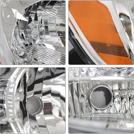 AS Headlight Assembly for 2004 2005 Toyota Sienna Headlights with Chrome Housing Amber Reflector Replacement Driver and Passenger Side