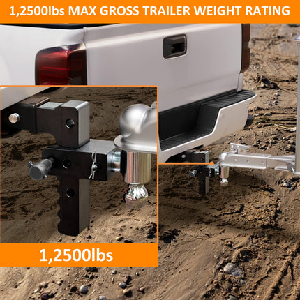 Adjustable Trailer Mount with 2" and 2-5/16" Ball, Fit 2 Inch Receiver, 8 Inch Drop/Rise Aluminum Hitch